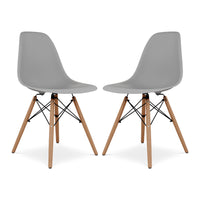 Wood Grain DSW Molded Plastic Dining Side Chair with Beech Wood Eiffel Legs