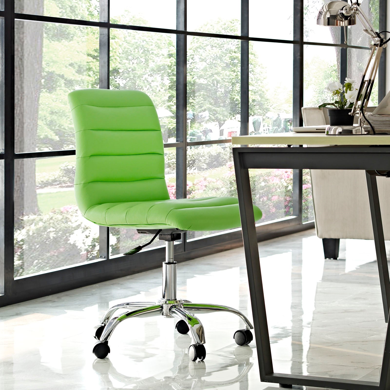 Ripple Armless Mid Back Vinyl Office Chair