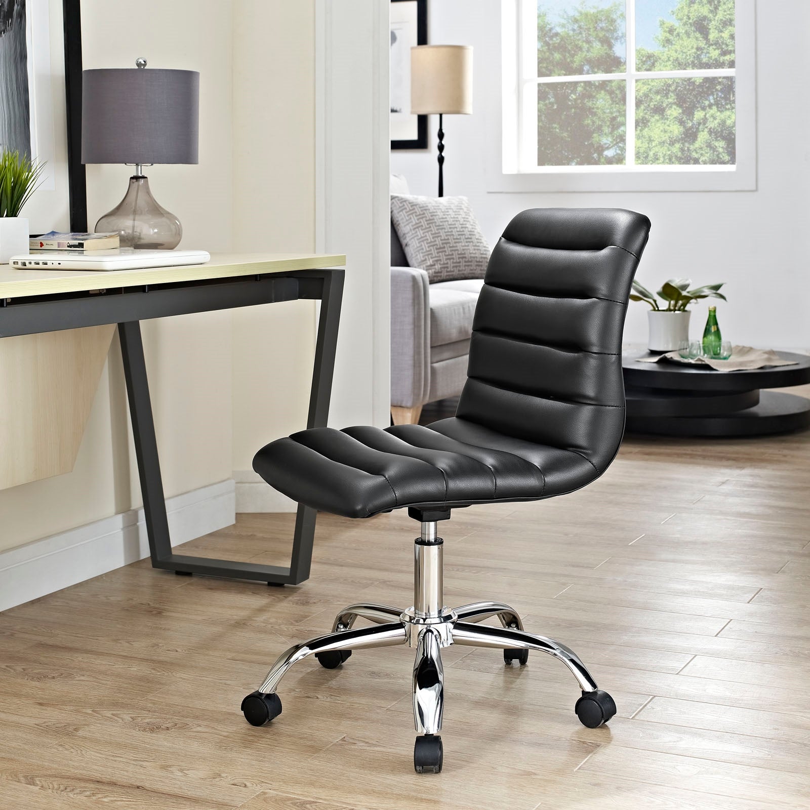 Ripple Armless Mid Back Vinyl Office Chair