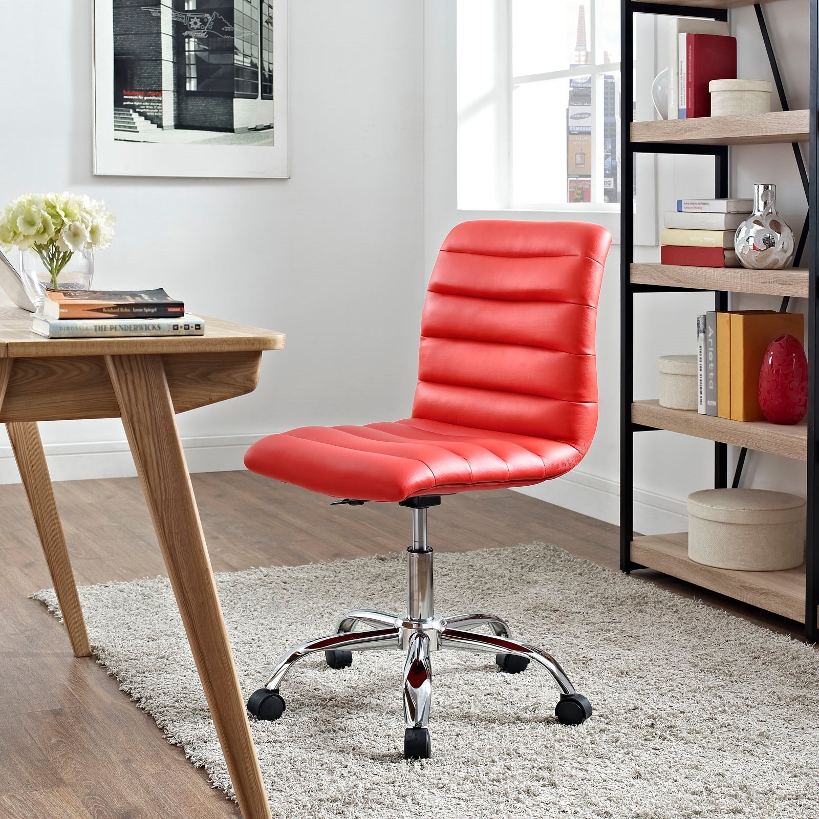 Ripple Armless Mid Back Vinyl Office Chair