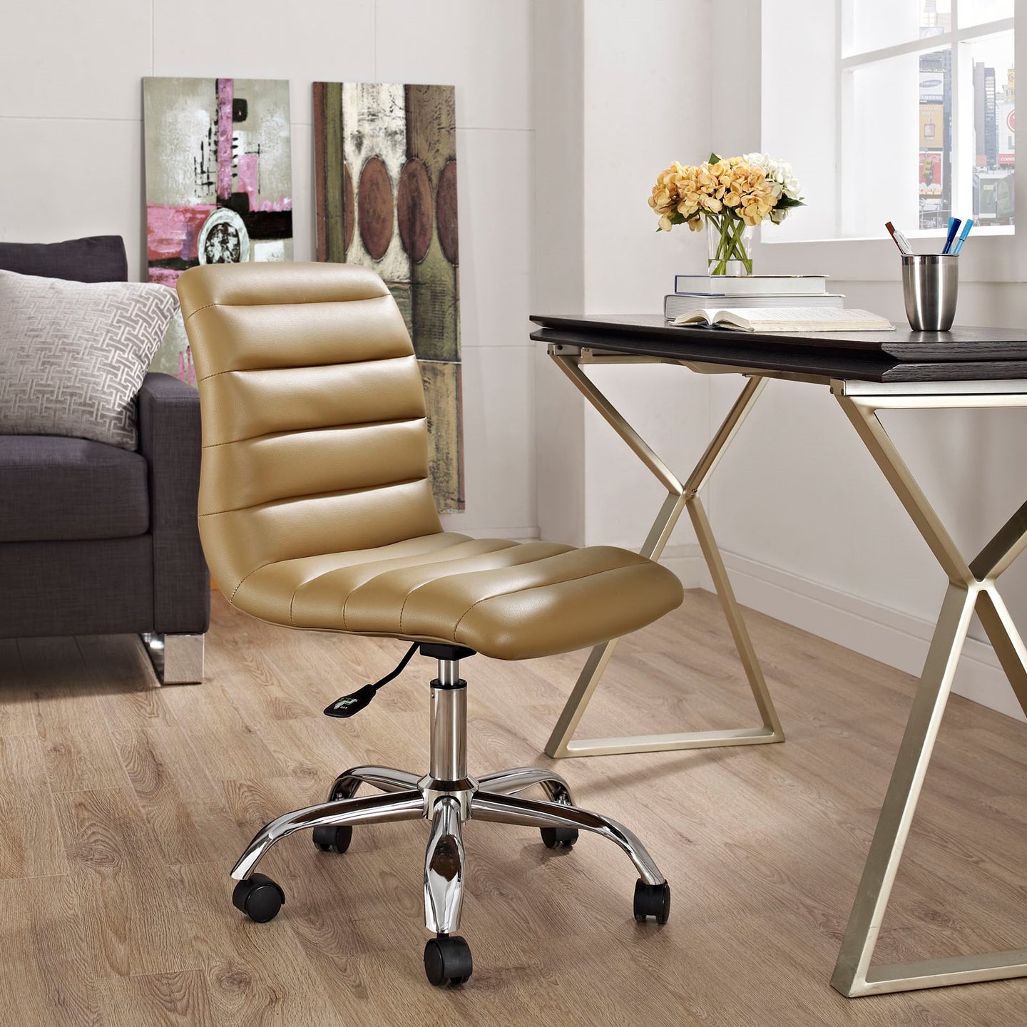 Ripple Armless Mid Back Vinyl Office Chair