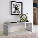 Pipe Stainless Steel Bench in Silver