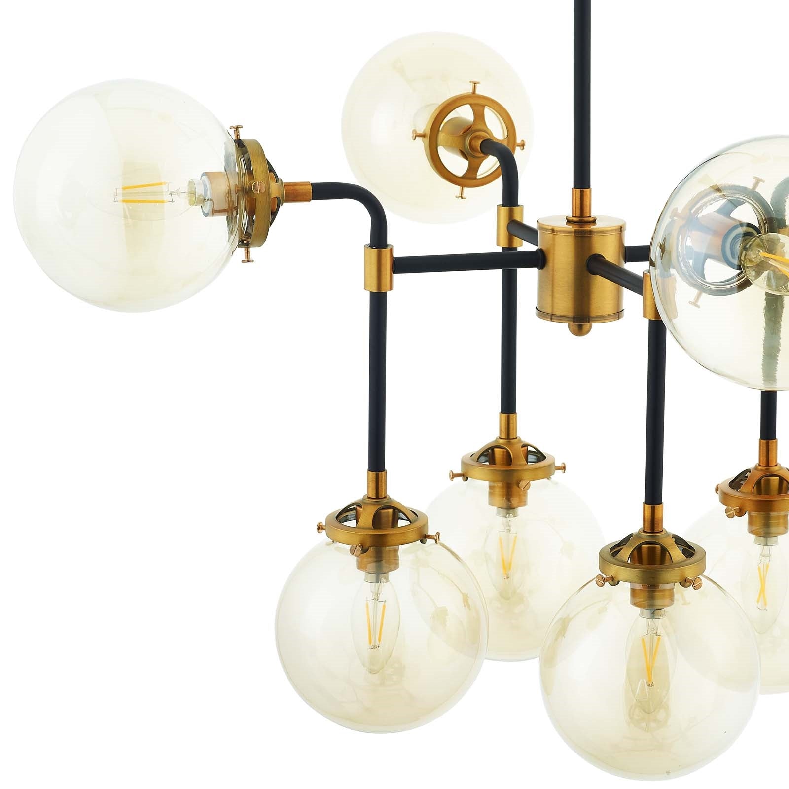 Ambition Amber Glass And Antique Brass Pendant Chandelier