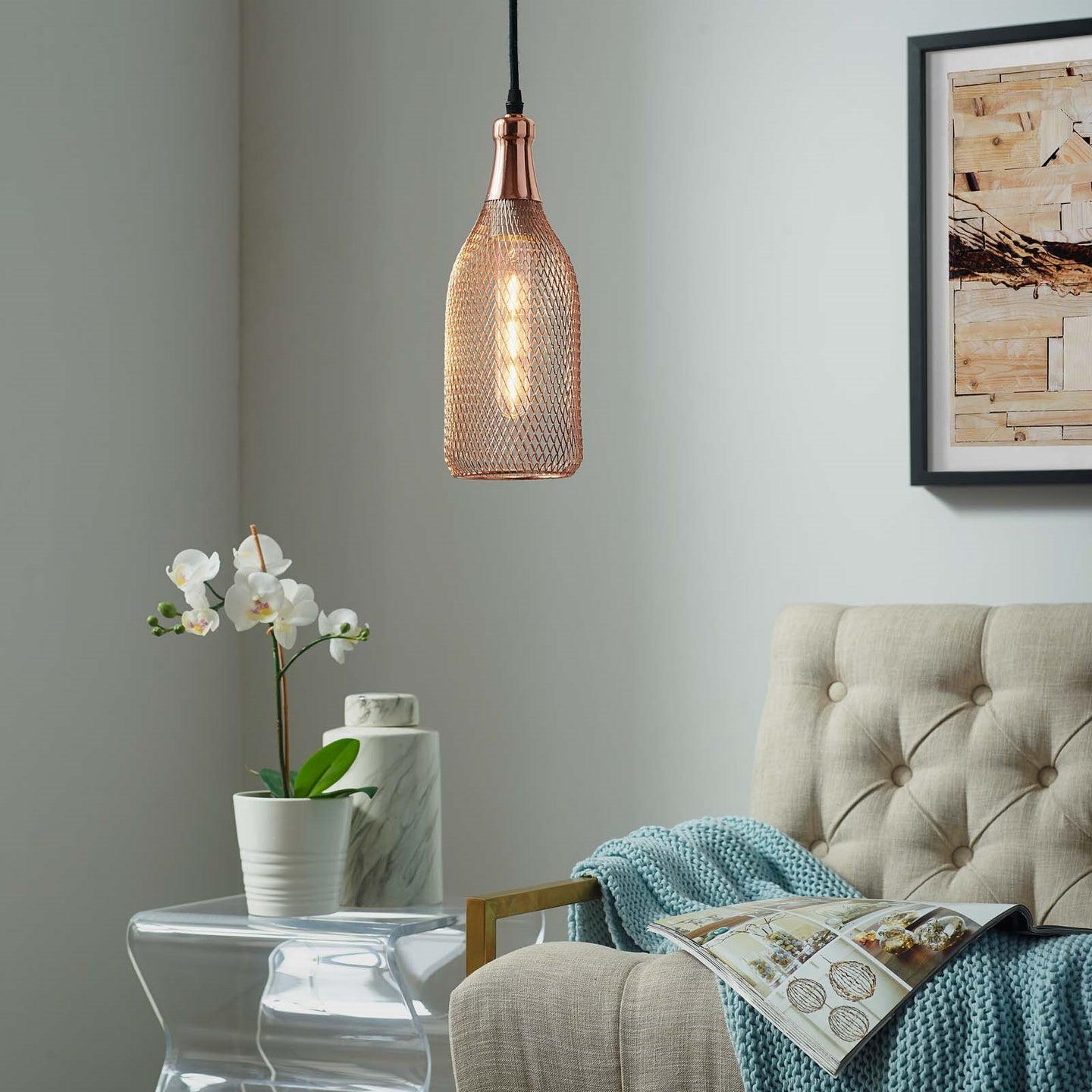 Glimmer Rose Gold Pendant Light