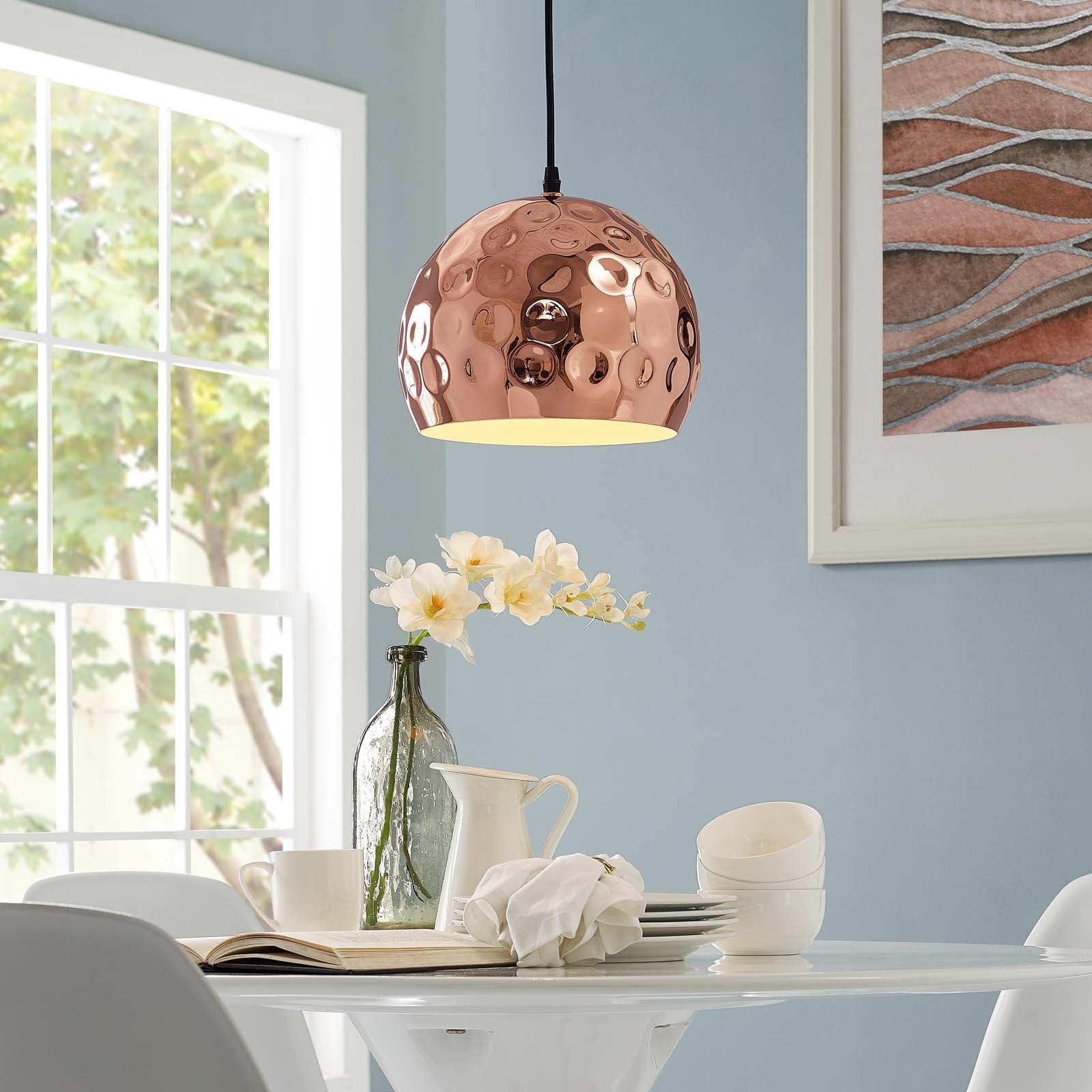 Dimple Bell-Shaped Rose Gold Pendant Light