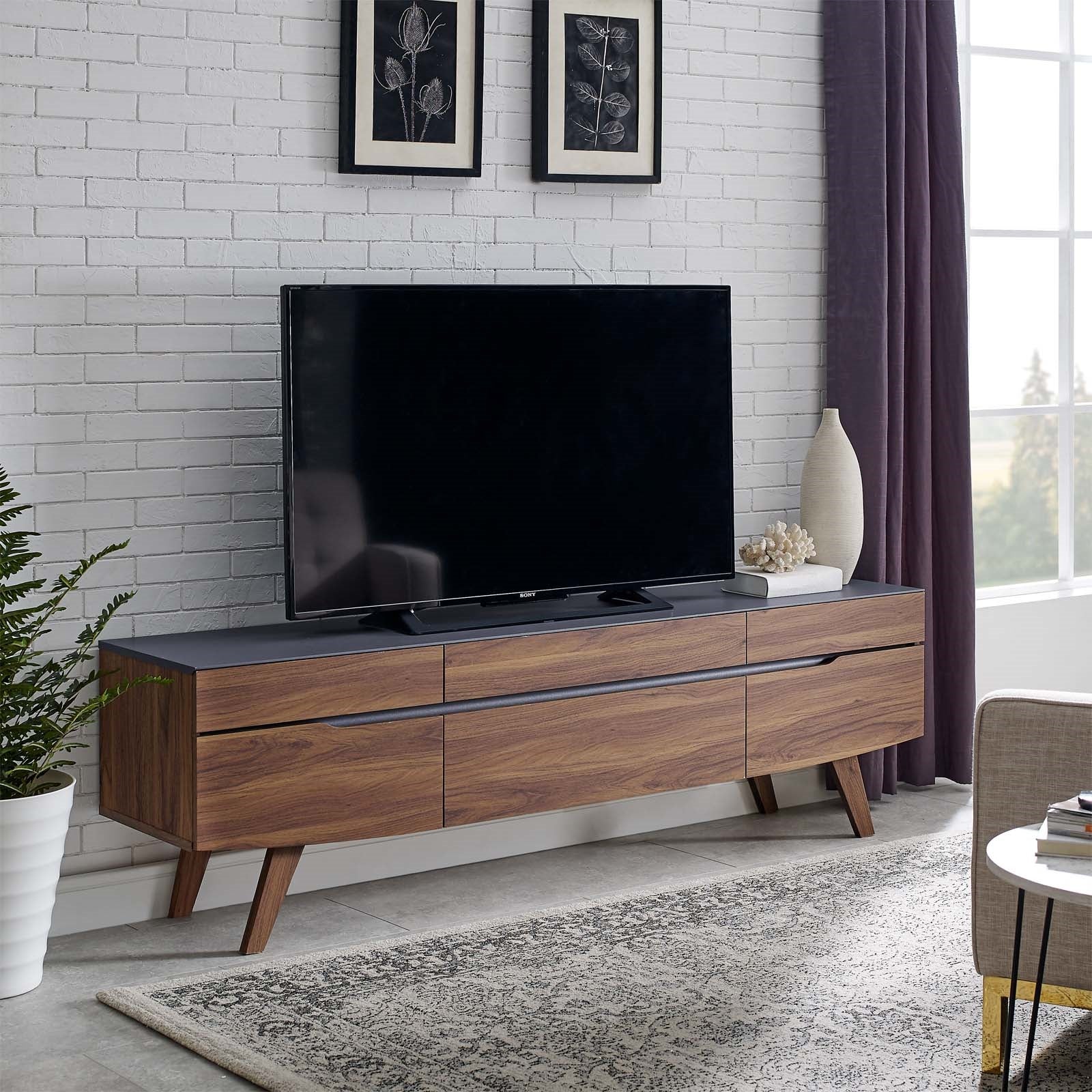 Scope 71" TV Stand in Walnut Gray