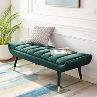 Guess Channel Tufted Performance Velvet Accent Bench