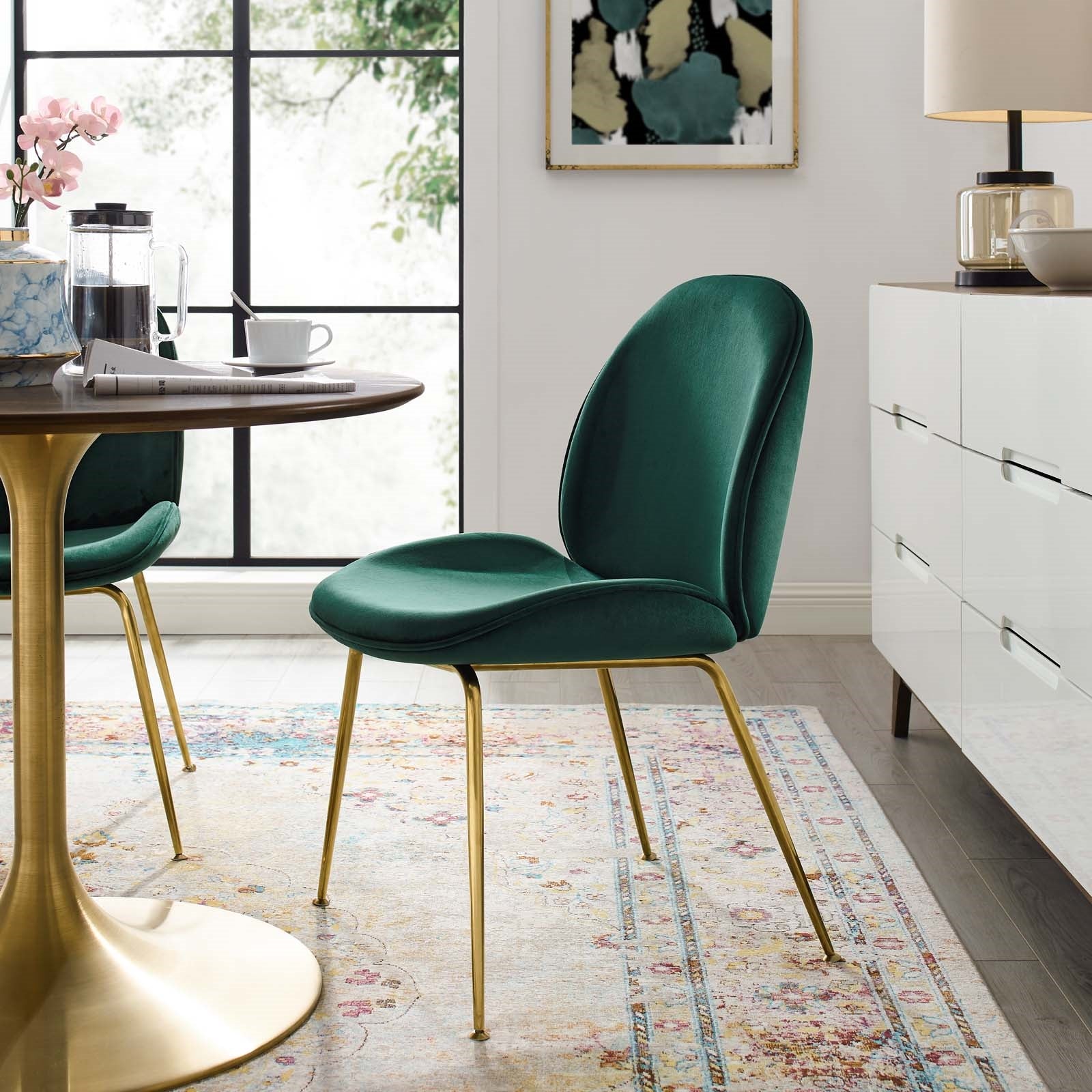 Scoop Dining Chair with Gold Stainless Steel Legs