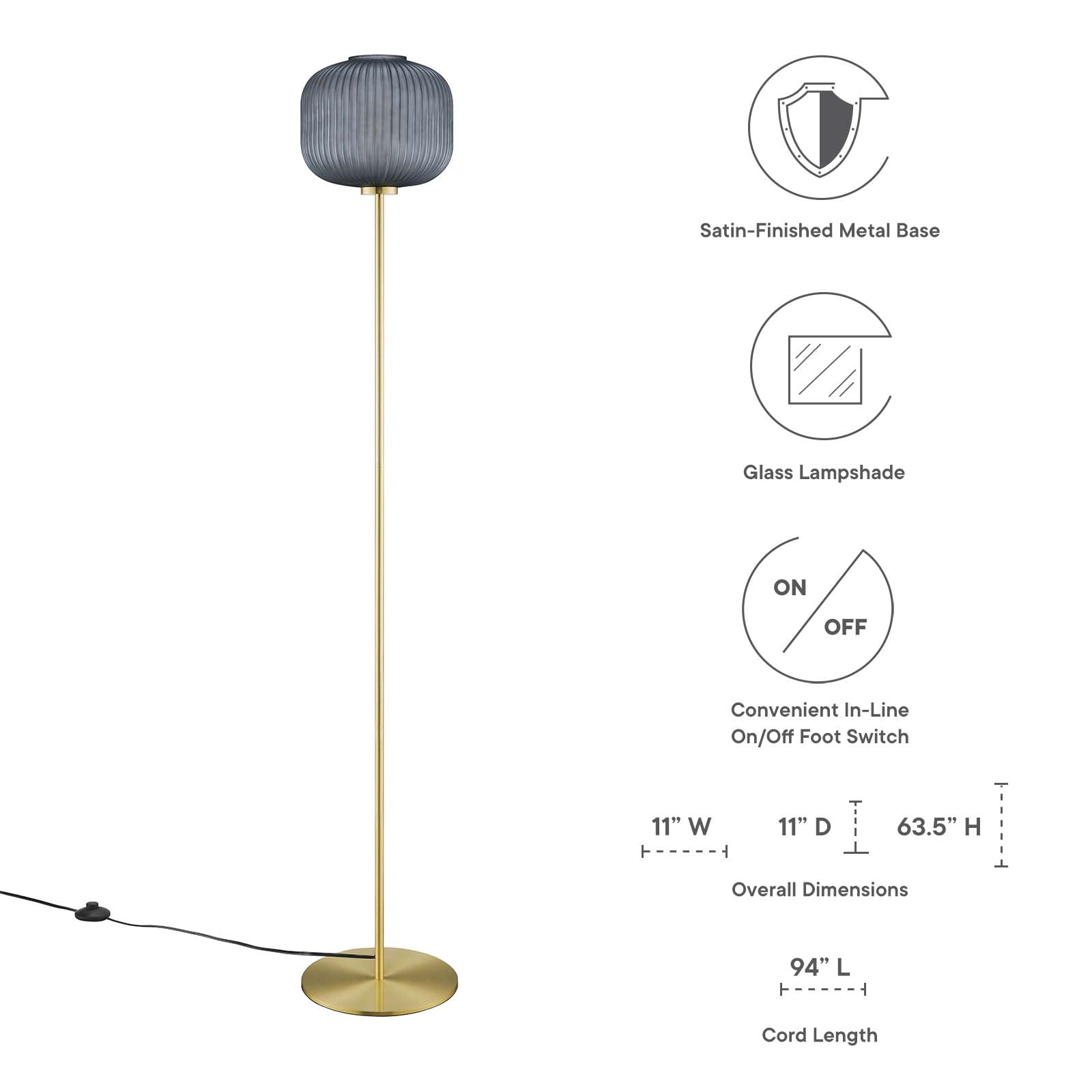 Reprise Glass Sphere Glass and Metal Floor Lamp