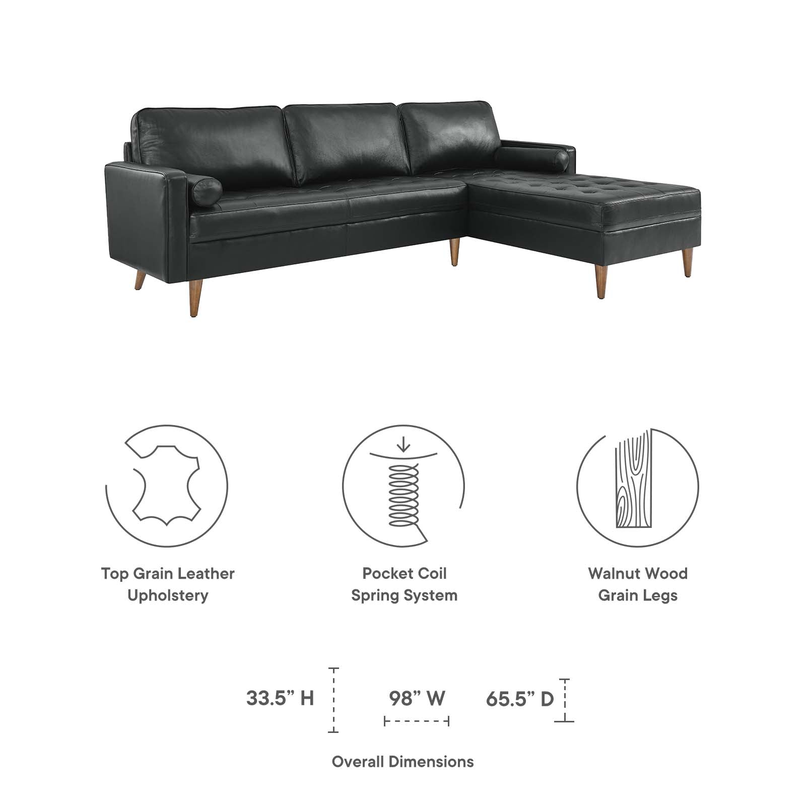 Valour 98" Leather Sectional Sofa