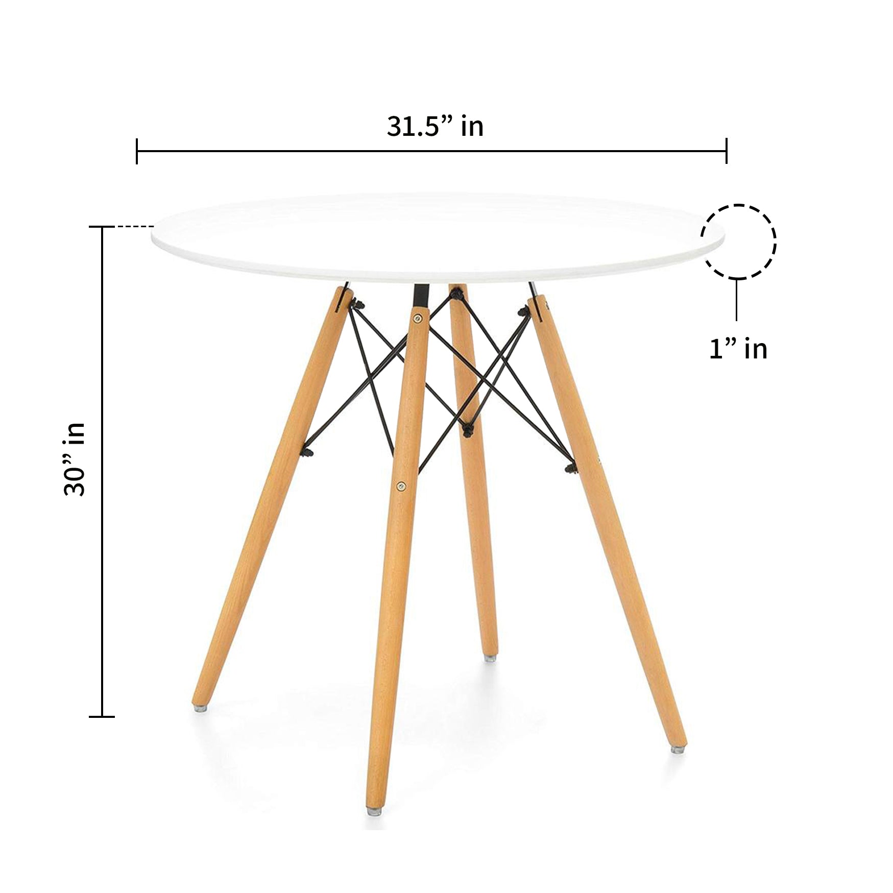 Parisian 32 Dining Table In White/Natural