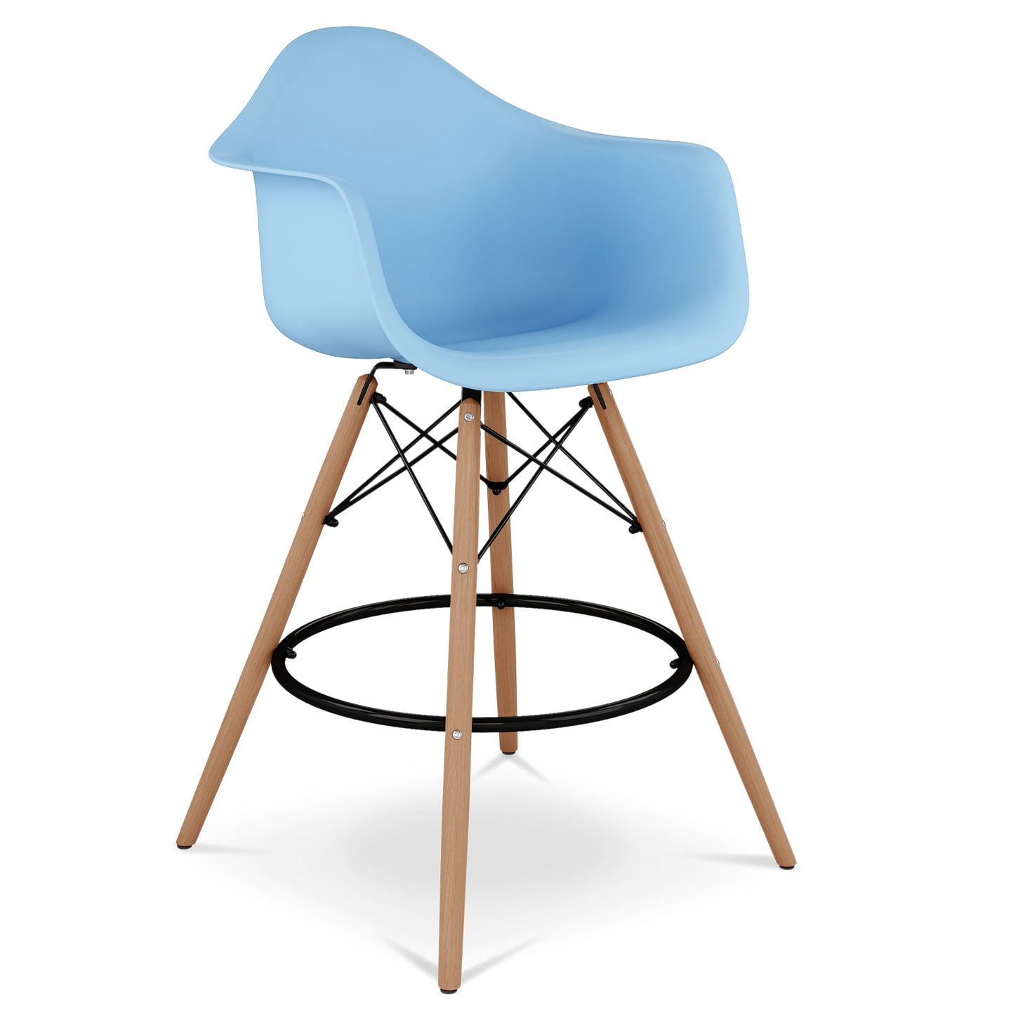 Eiffel Counter Stool With Arms, Blue