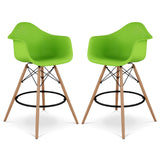 Pyramid Counter Stool With Arms, Green