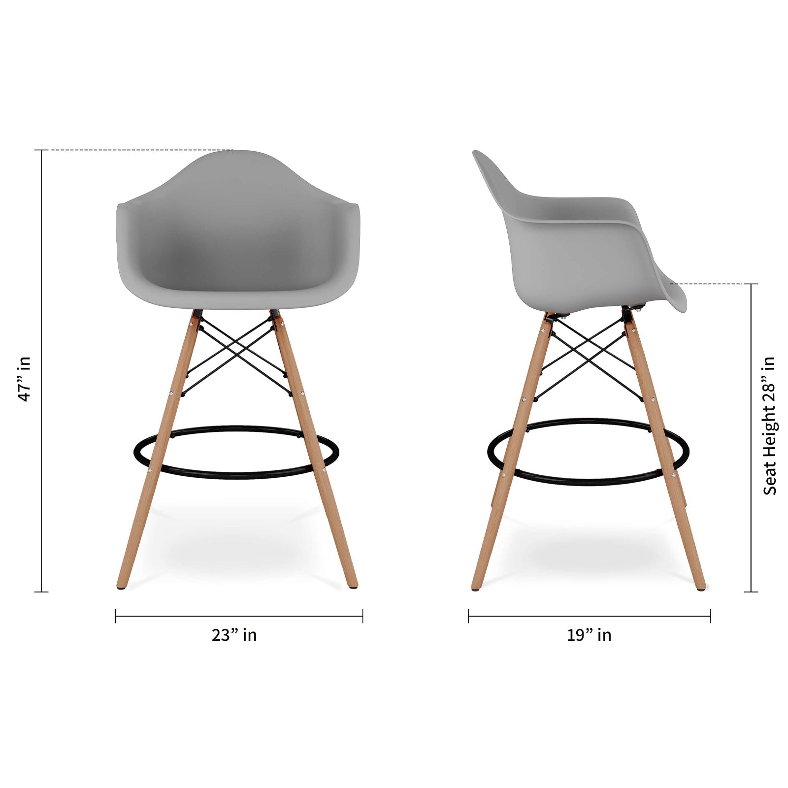 Mid-Century Modern Retro Counter Stool Natural