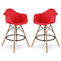 Pyramid Counter Stool With Arms, Red