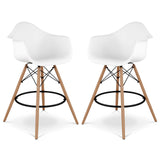 Pyramid Counter Stool With Arms, White