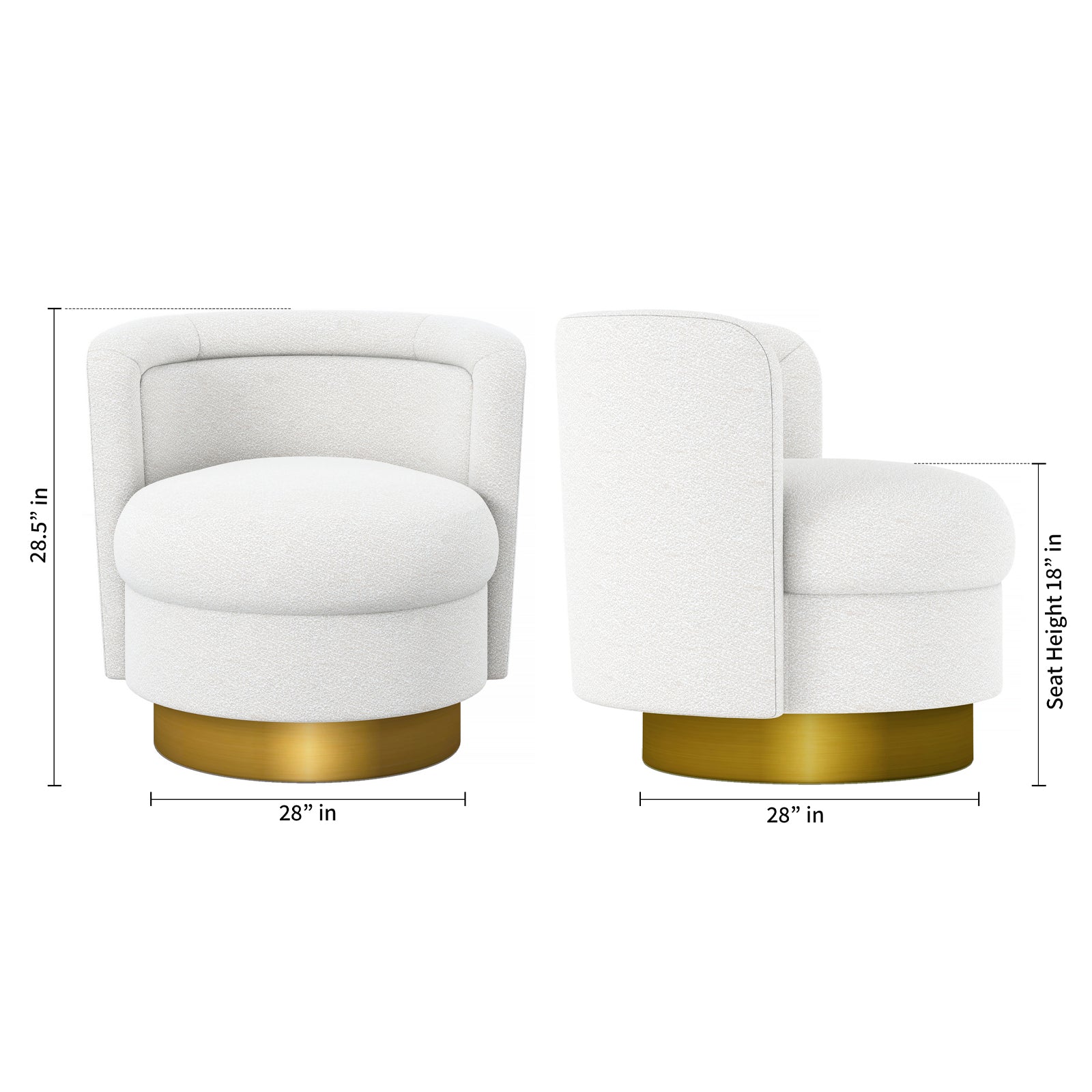 Aspen Swivel Chair, White Boucle