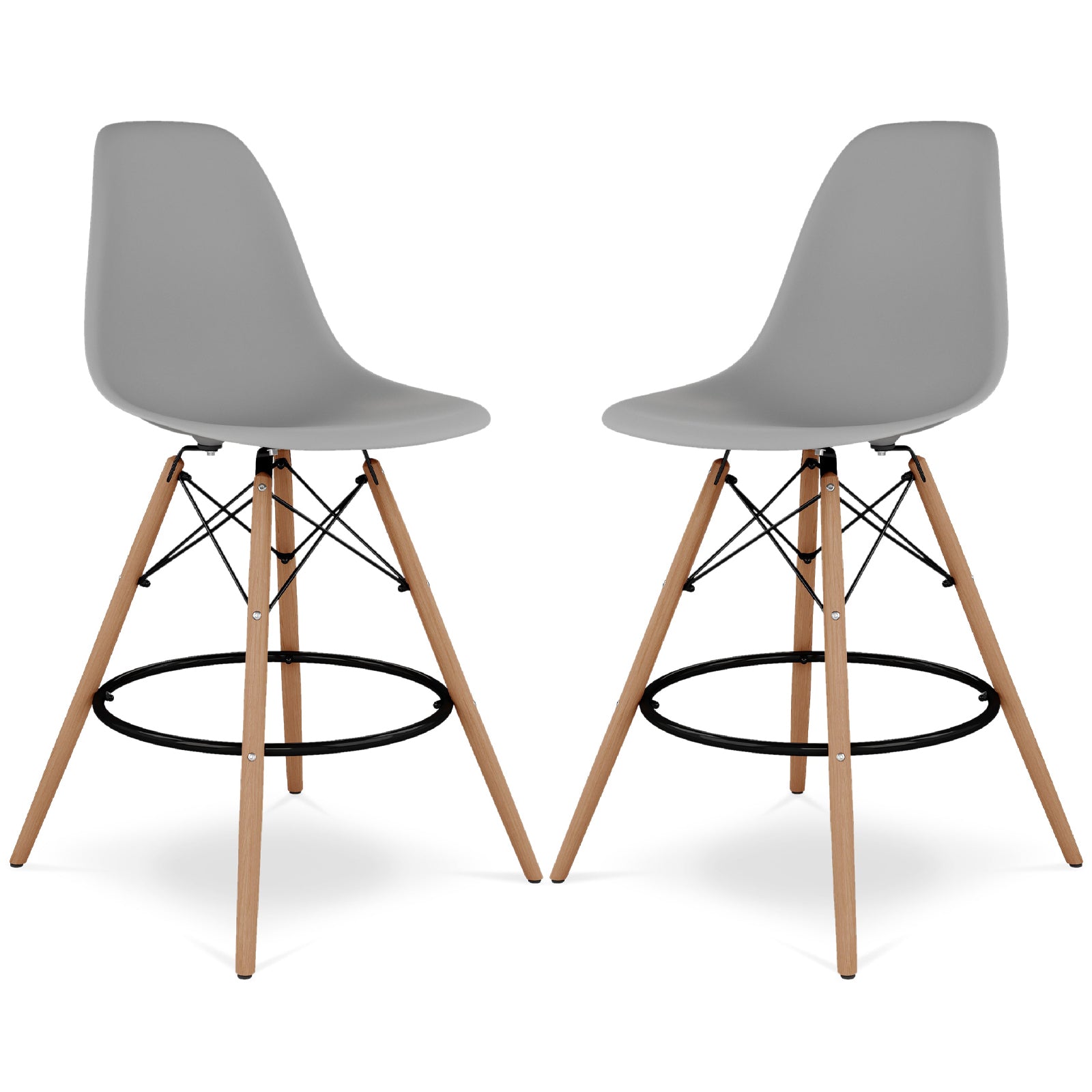 2xhome Eiffel Style Modern Mid Century ArmlessNatural Wood Legs