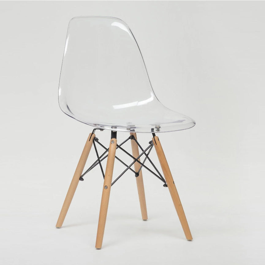 Eiffel Chair With Wood Legs, Clear