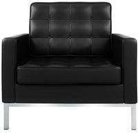 Allen Top Grain Genuine Leather Armchair, Black