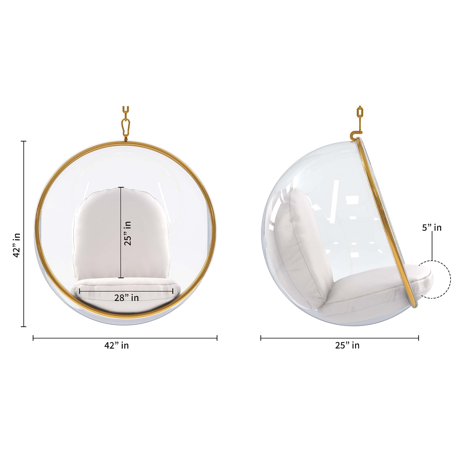 Hanging Bubble Chair With Stand - Gold Special Edition