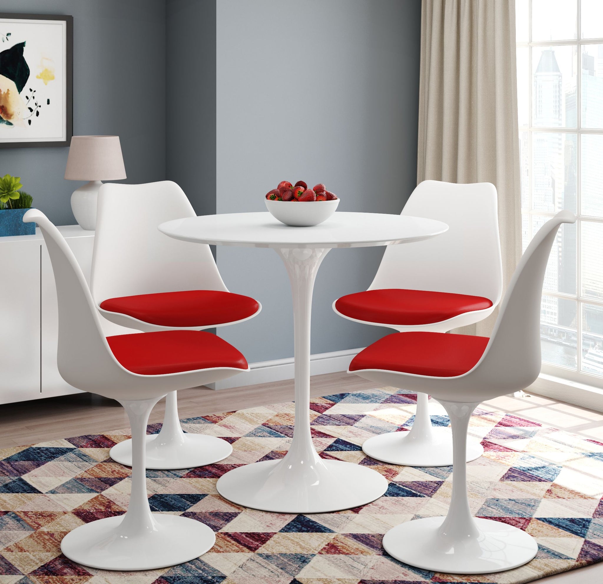 Tulip Round Fiberglass Top Dining Table