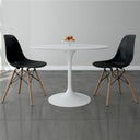 Tulip 42" Fiberglass Dining Table & Wood Leg Chairs Set