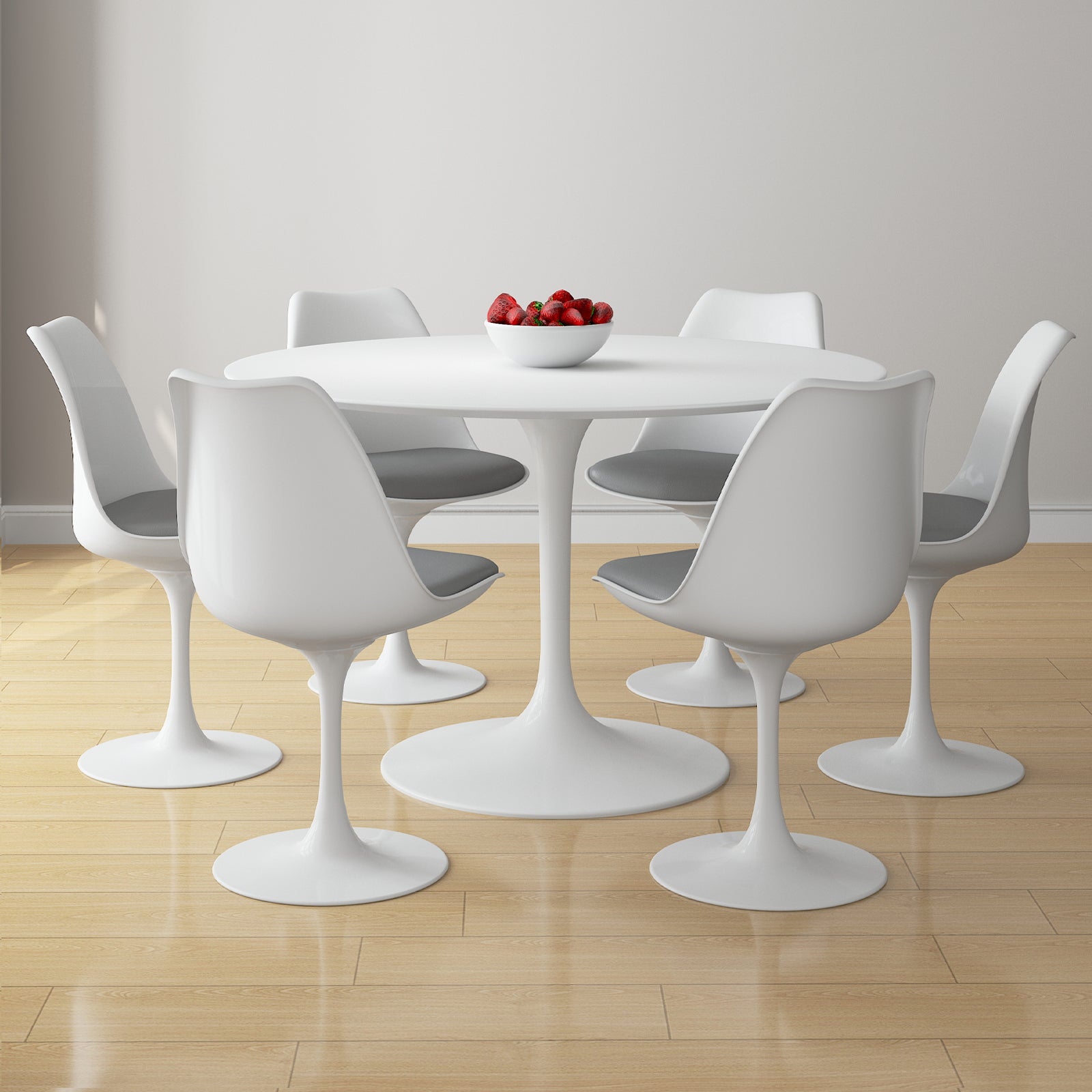 Tulip Dining Table 48 Diameter Round White Fiberglass Set