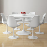 Freak 48" Fiberglass Dining Table & Wood Leg Chairs Set