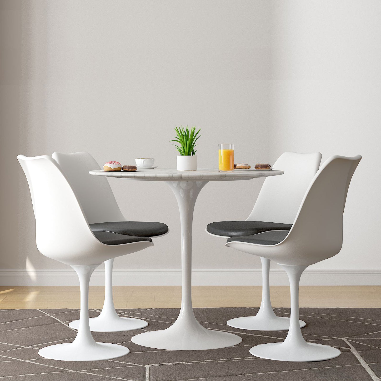 Tulip 32" Marble Dining Table & Chairs Set