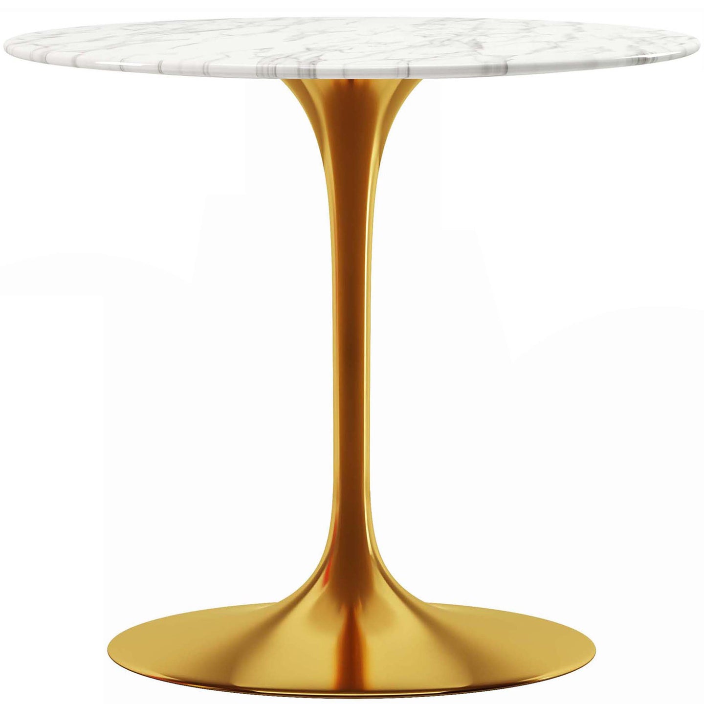 Tulip Marble Dining Table - 32" Round, Gold Base