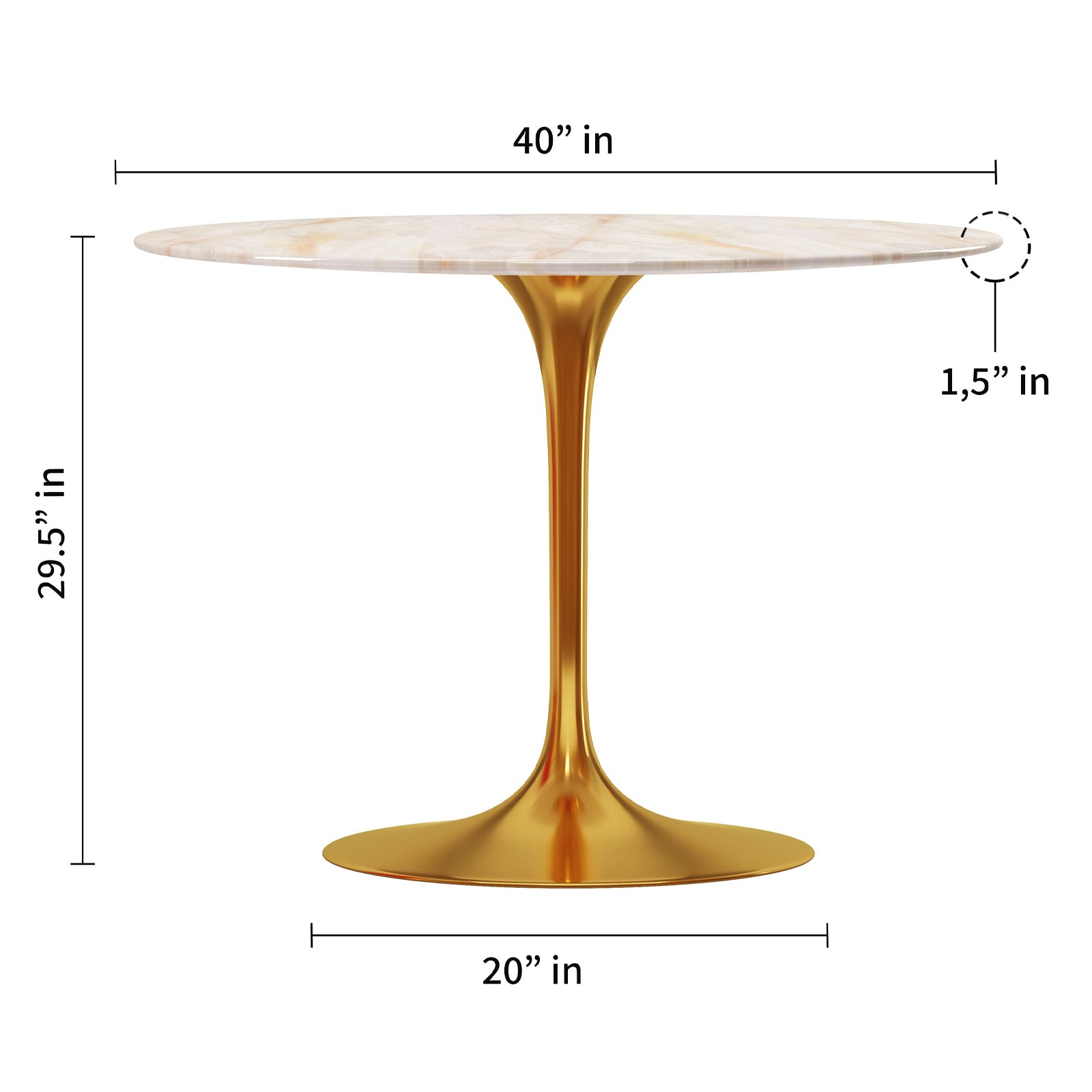  40" Gold Base Dining table