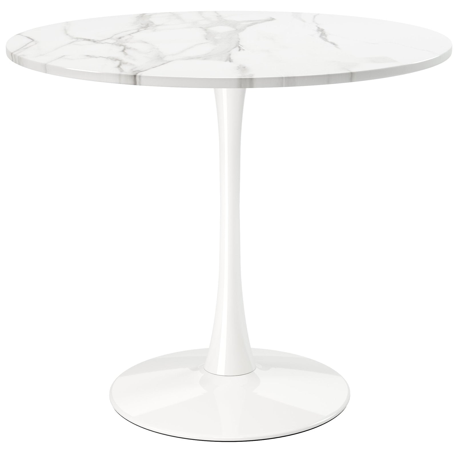 Tulip Wood Top Dining Table 36 Round Marble Finish