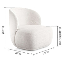 Aspen Swivel Chair, White Boucle