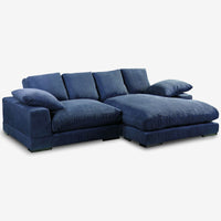 Plush Reversible Deep Seat Sectional Sofa, Navy Blue