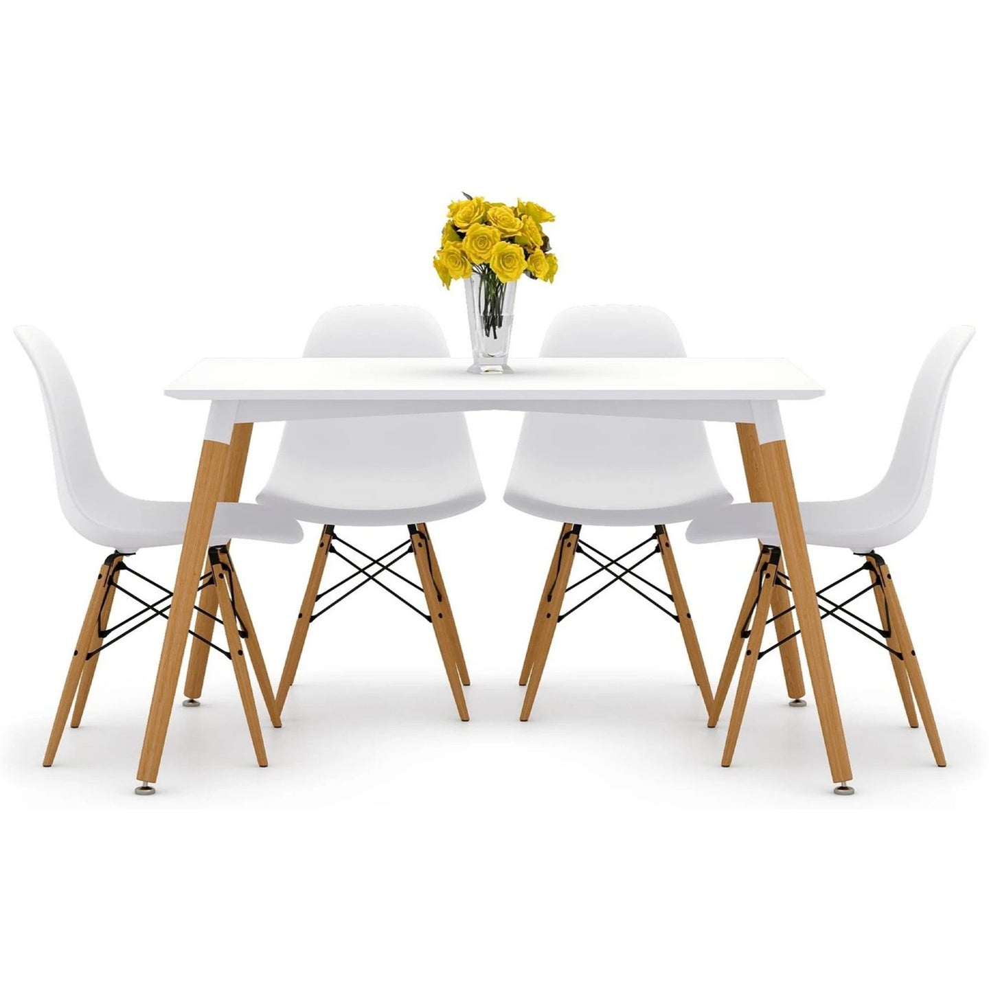 Vincent White Dining Set, Eiffel Chairs