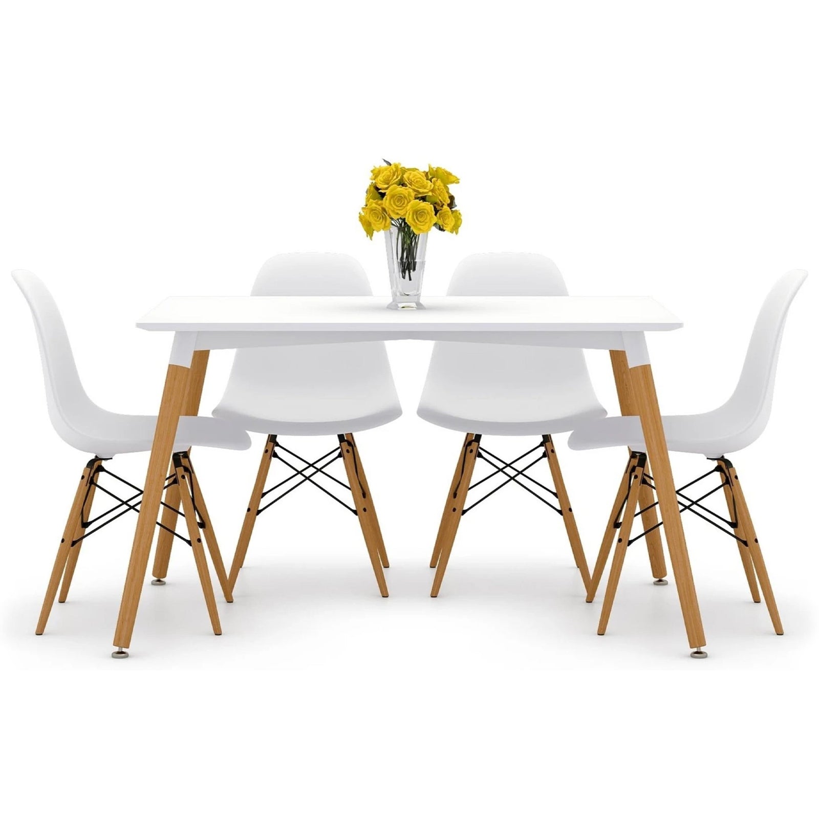 Vincent White Dining Set, Eiffel Chairs