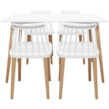 Vincent White Dining Set, Spindle Chairs